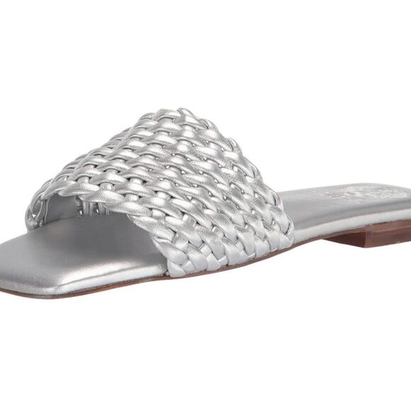 Vince Camuto Shoes - Vince Camuto Arissa Woven Flat Sandal in Pewter. SZ 6.5M